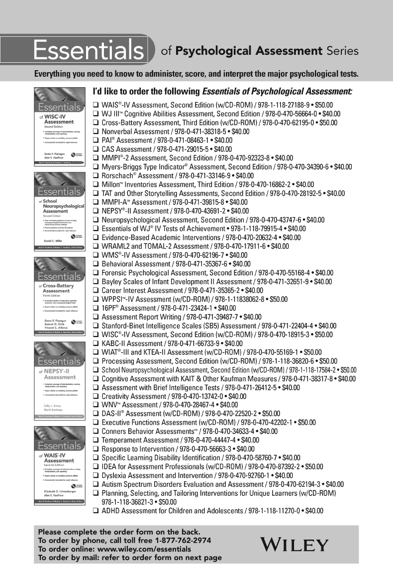 Essentials of Psychological Assessment Series Series Editors Alan S Kaufman - photo 2