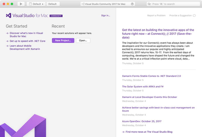 Figure 1-9 A welcome screen for Visual Studio for Mac Figure 1-10 - photo 9