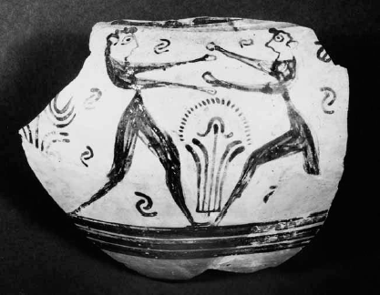 2 Two boxers on a fragment of a Mycenaean pot from Cyprus c 13001200 BC - photo 4