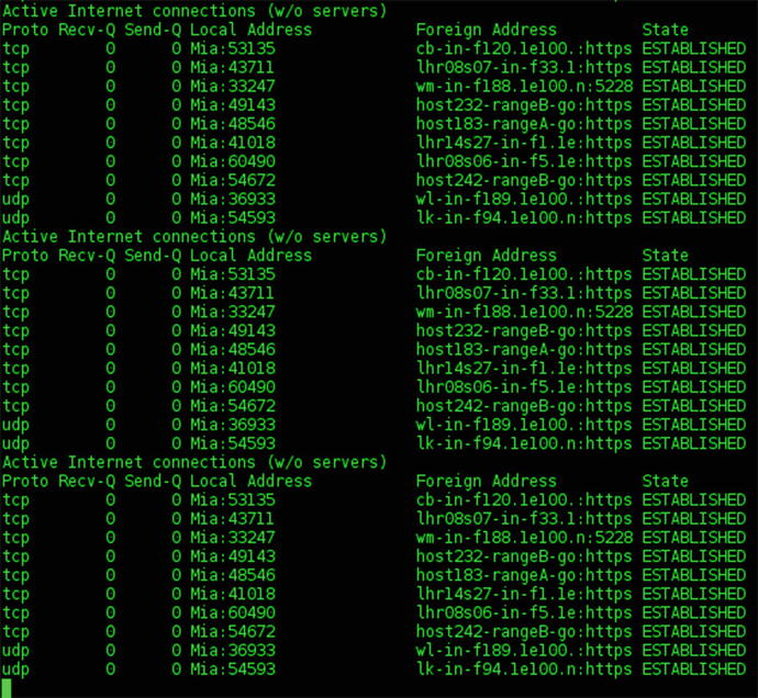 Figure 1-2 netstat output displays changing information by repeating the - photo 2