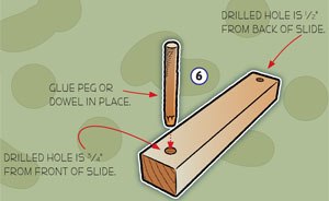 Drill a hole 34 from the front of the slide This is for the 4 peg or dowel - photo 8