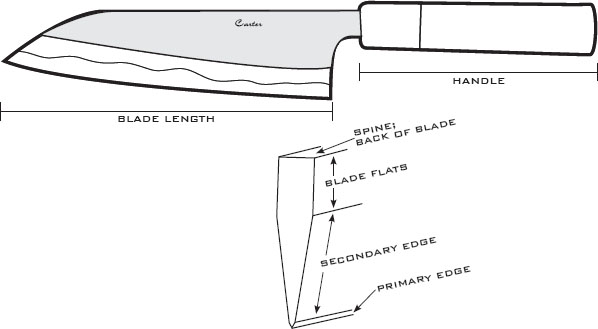 Diagram of primary edge secondary edge blade flats and spine of a blade - photo 4