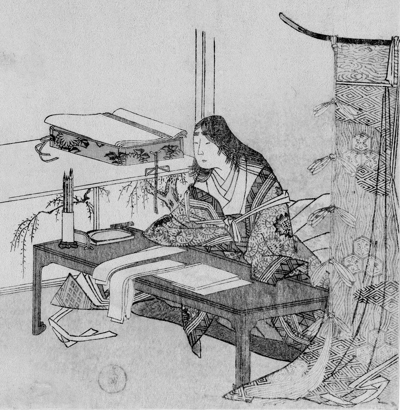 Late Edo-period painting by Kubo Shunman of a woman at a writing desk Courtesy - photo 6