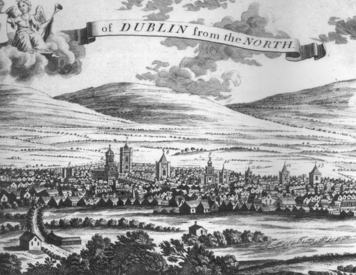 Detail from map of Dublin by Charles Brooking 1728 showing view of south side - photo 4