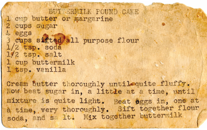 My mothers Buttermilk Pound Cake recipe card Charlotte Neuville Courtesy of - photo 8