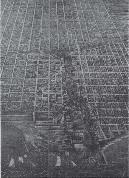 James Palmatarys birds-eye view of Chicago in 1857 This detail from the famous - photo 6