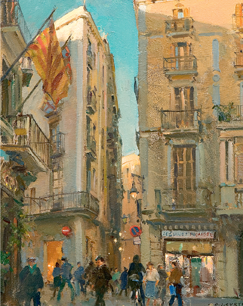 Evening Study Place Del Pi Barcelona OIL ON PREPARED BOARD 255 18cm 10 - photo 9