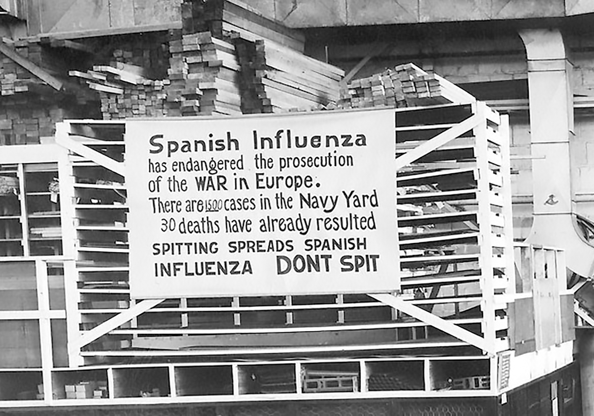 A sign posted at the Philadelphia Navy Yards in 1918 made it clear the Spanish - photo 3