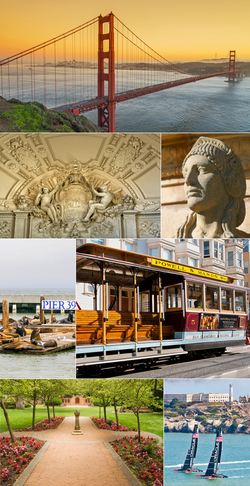 Clockwise from top Golden Gate Bridge statue at the Palace of Fine Arts a - photo 2