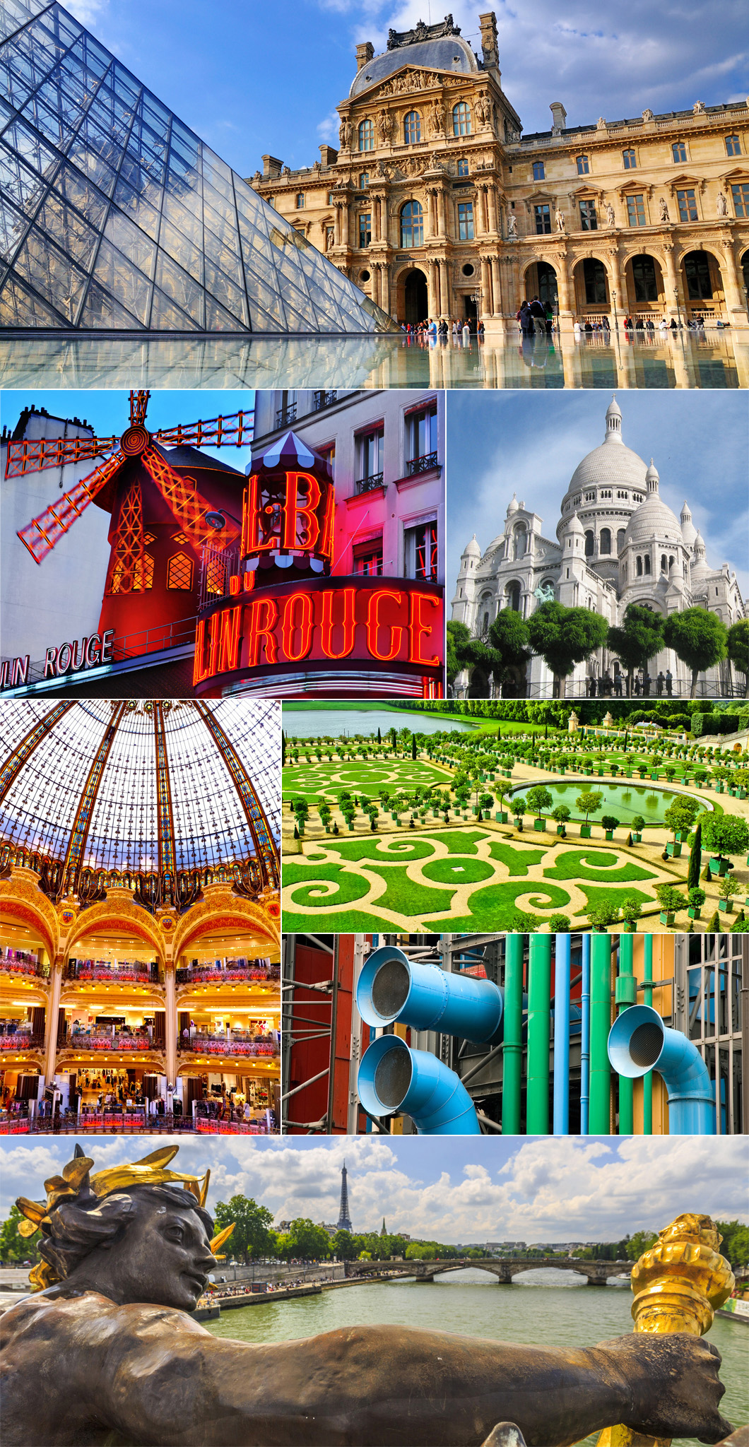 Top then clockwise Muse du Louvre Sacr-Coeur Versailles gardens Centre - photo 2