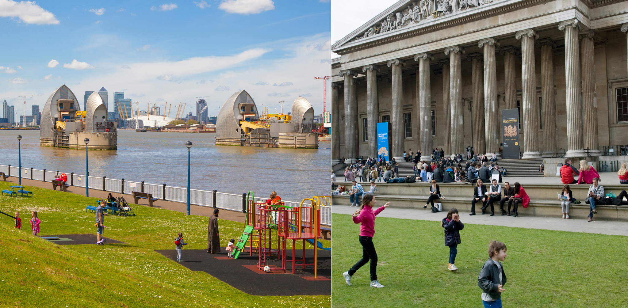 Left Youngsters having fun in a playground by River Thames Right Running around - photo 5