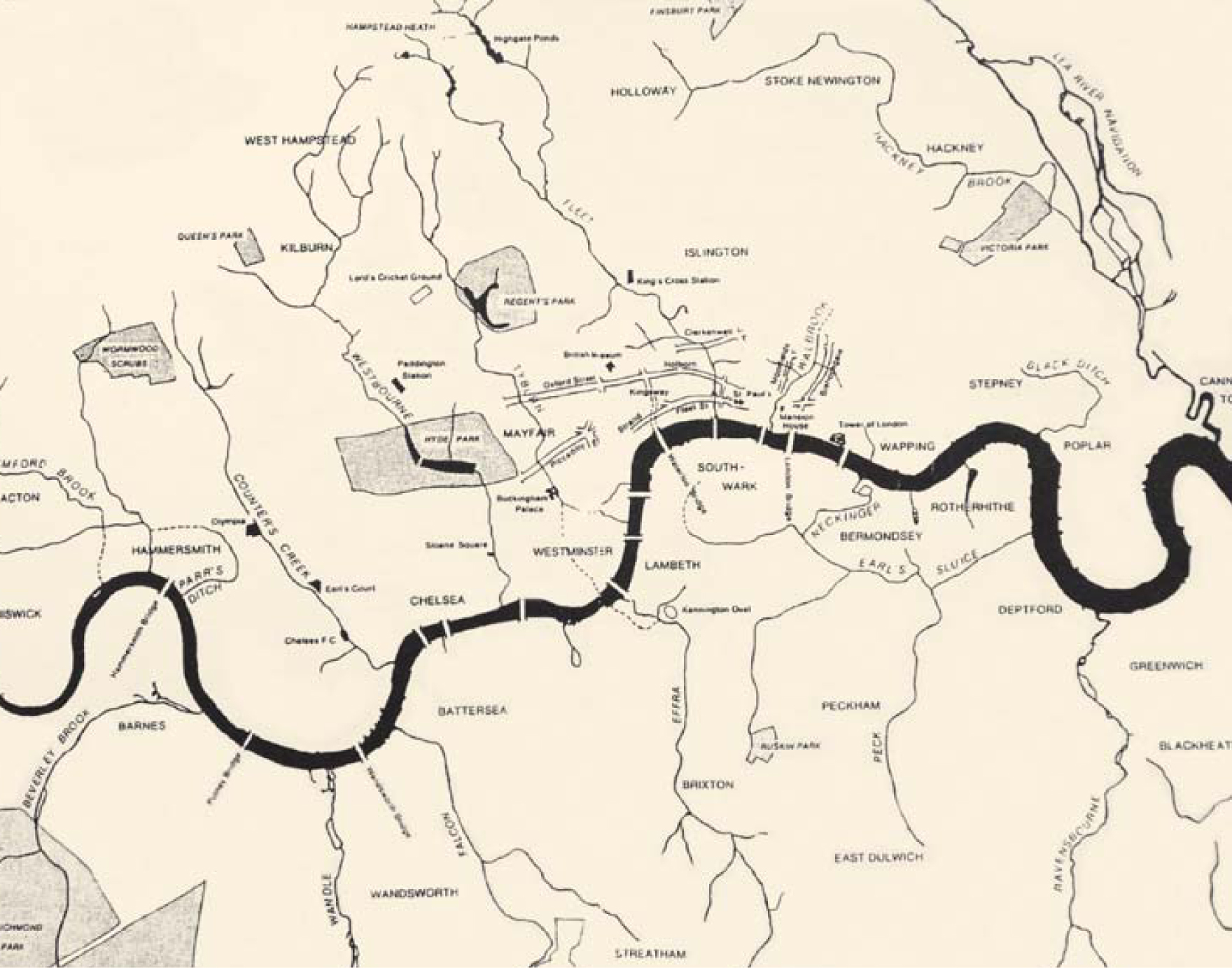 Map of London showing the courses of its ancient rivers and other watercourses - photo 8