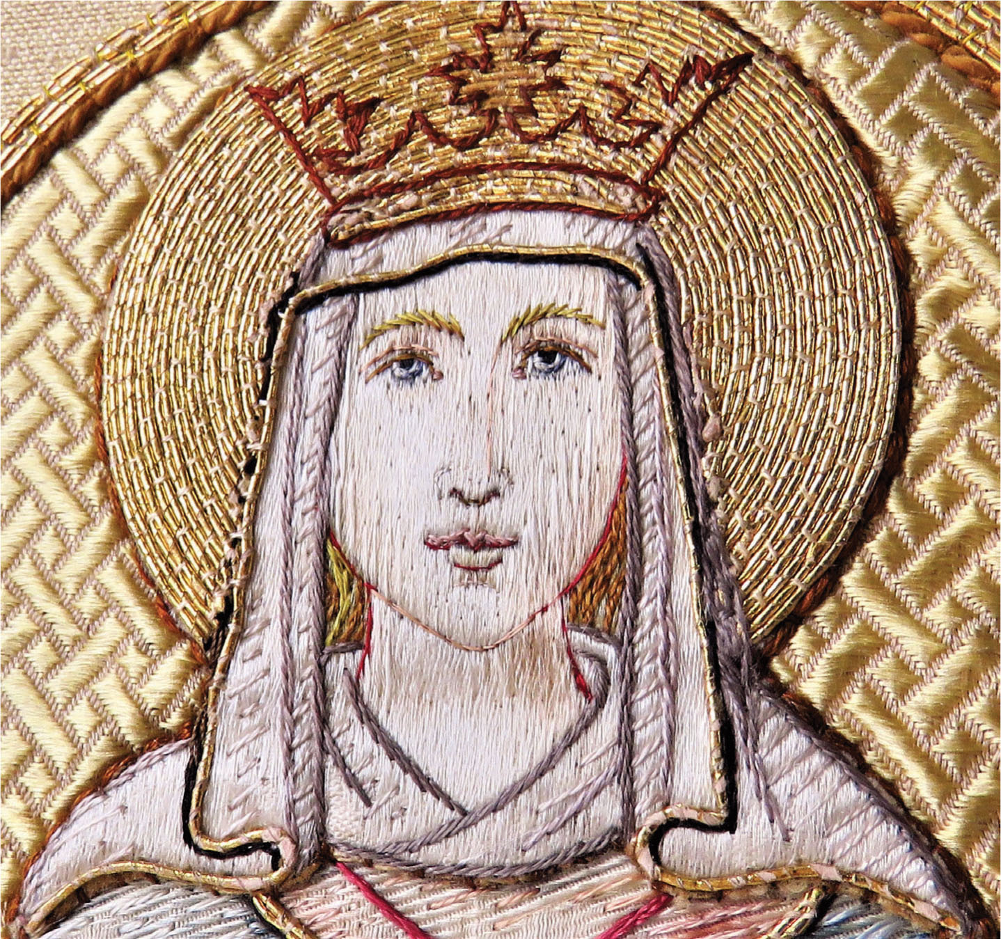This beautiful church embroidery shows tapestry shading on the face and veil - photo 11