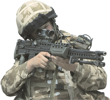 A British soldier in Basra takes aim through the SUSAT sight fitted to his - photo 4