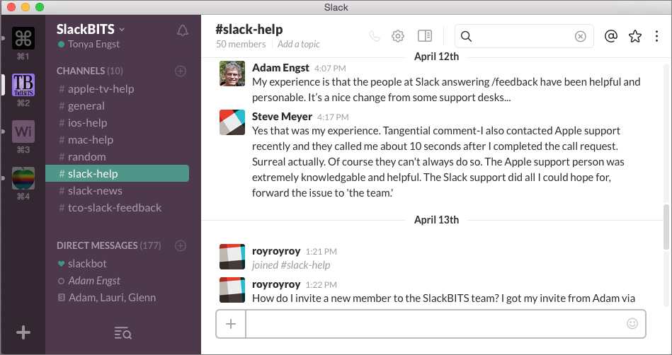 Figure 1 A typical Slack window shown here with a team selected in the - photo 3