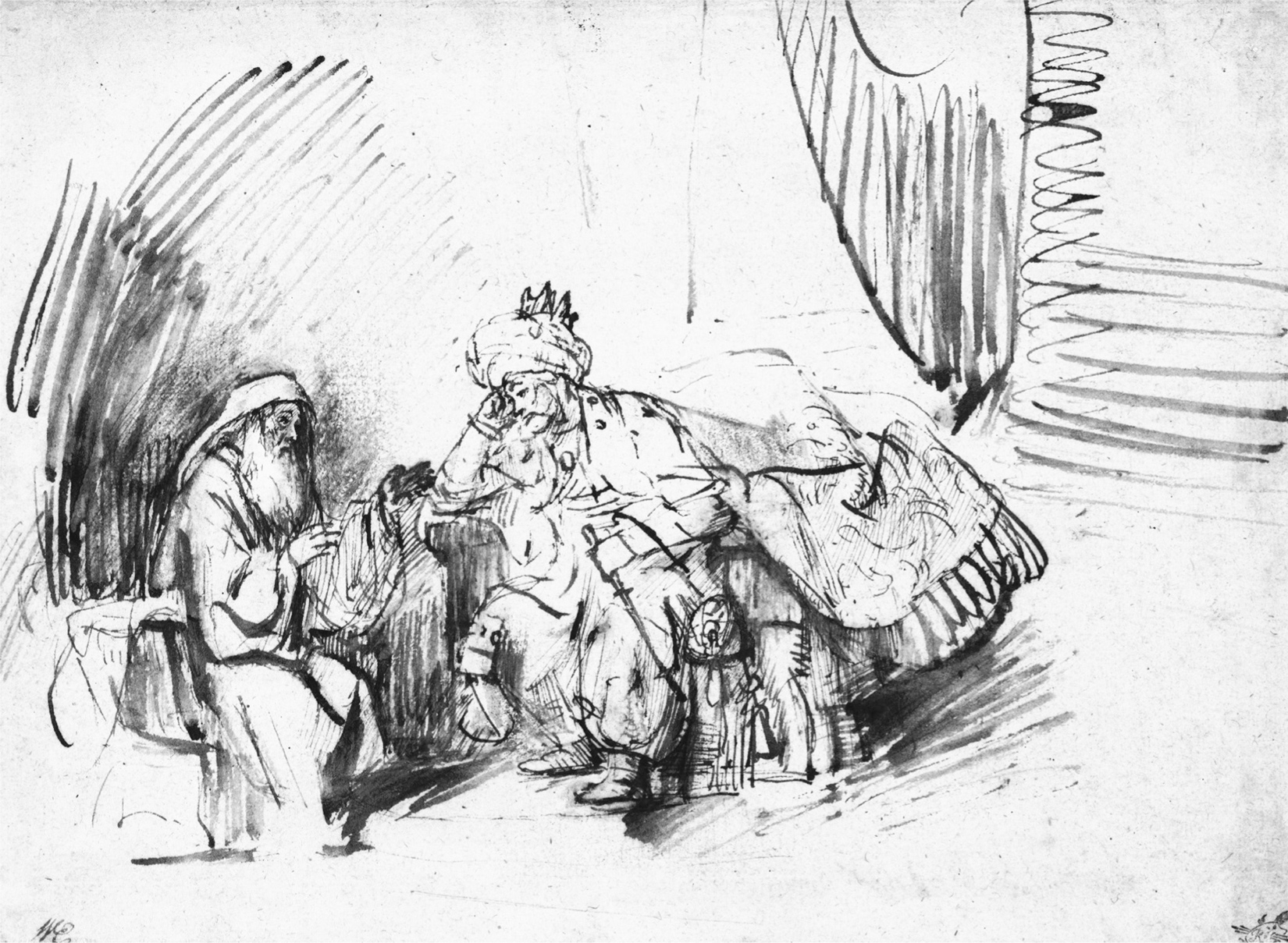 Nathan Admonishing David by Rembrandt van Rijn c 1655 pen and brown ink - photo 5