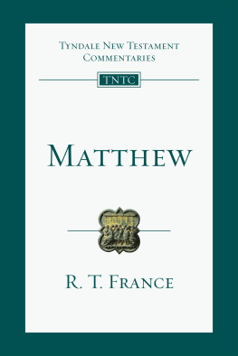 France - Matthew: an introduction and commentary