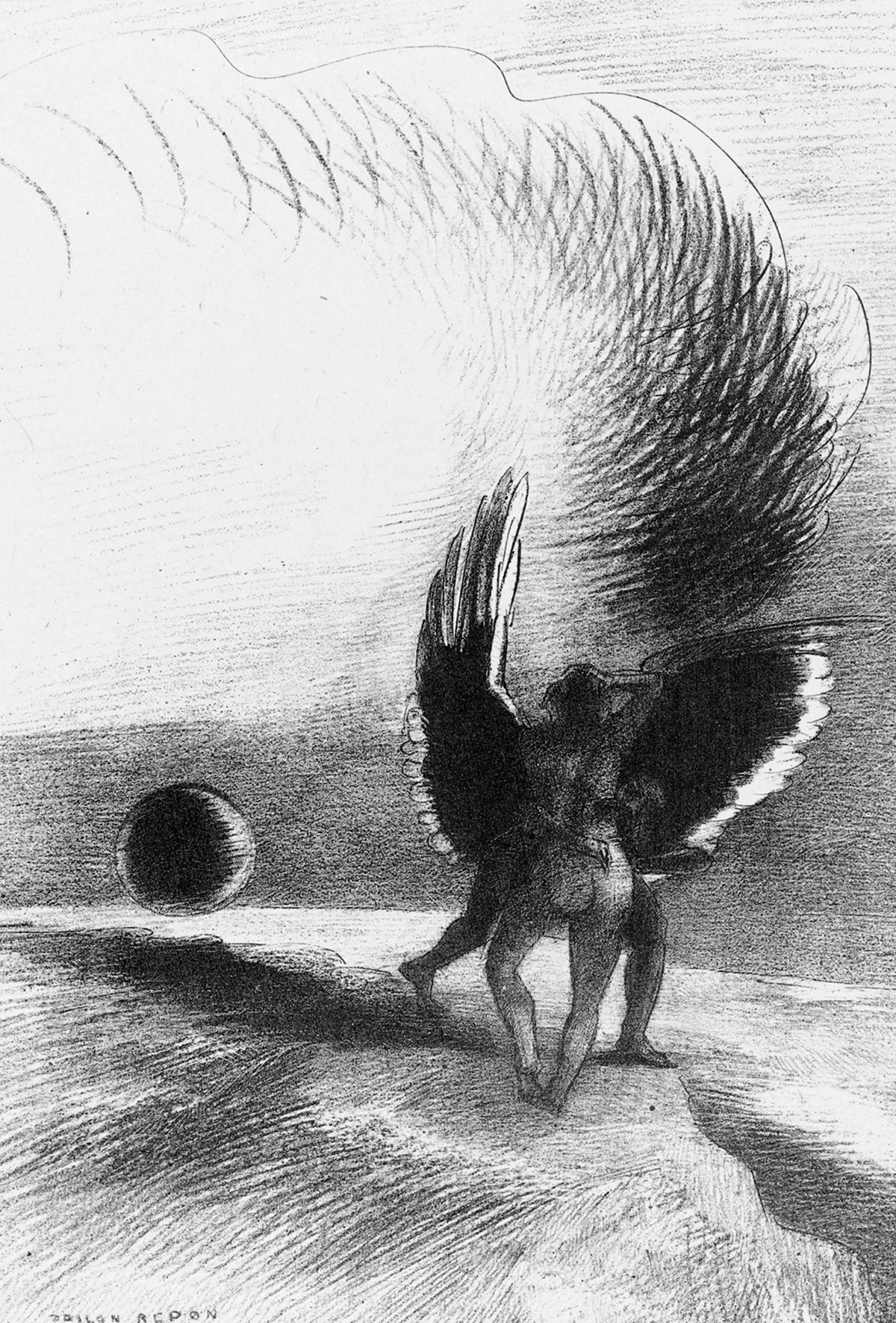 Odilon Redons dream lithograph of 1891 Beneath the Shadows Wing the Black - photo 1