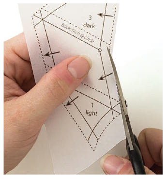 Cut foundation paper-piecing patterns on outer dashed lines Keep the - photo 2