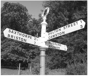 Signpost showing Oulton airfields proximity to Blickling Hall Author - photo 3