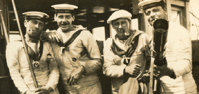 Lower-deck sailors from HMS Kent striking a warlike pose c 1914 WHR245 - photo 3