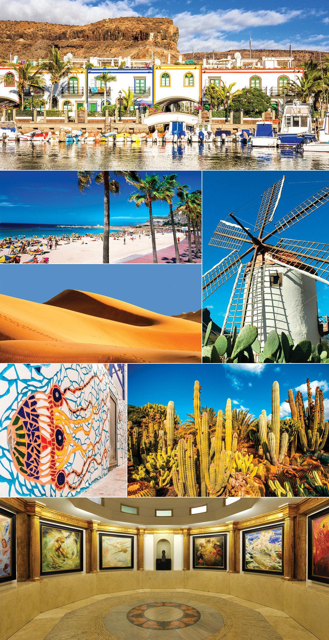 Clockwise from top Puerto de Mogn marina windmill near Mogn cactuses Museo - photo 2