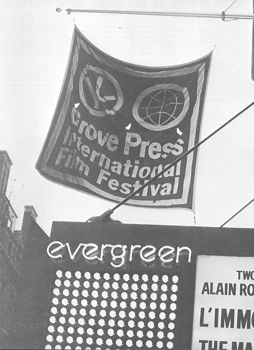 Banner for the Grove Press International Film Festival flying over the - photo 2