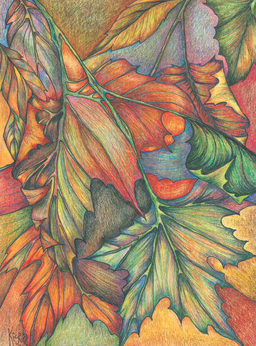 Fall LeavesDrawing by Cathi Kiser Mat board 12 8 30cm 20cm Realism Meets - photo 5