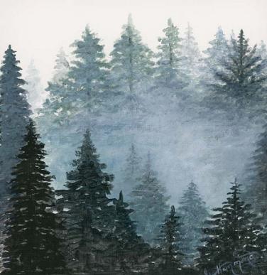 MISTY VERMONT PINES 11 15 28cm 38cm Colors Used Cadmium Yellow Medium - photo 5