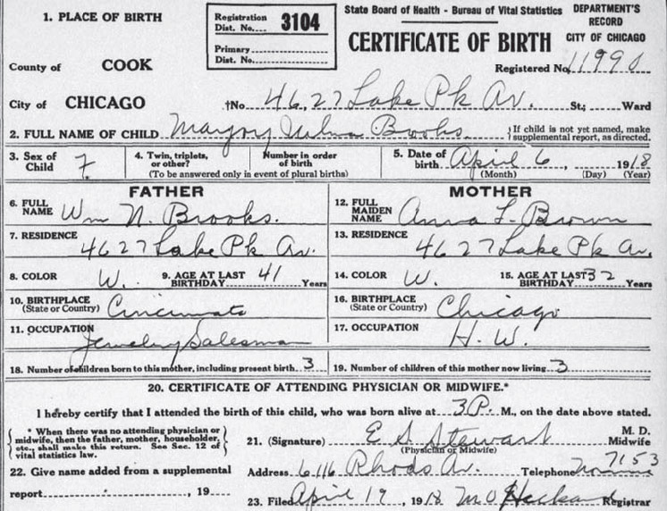 Sample birth certificate Cook County Illinois on FamilySearchorg Collect - photo 4