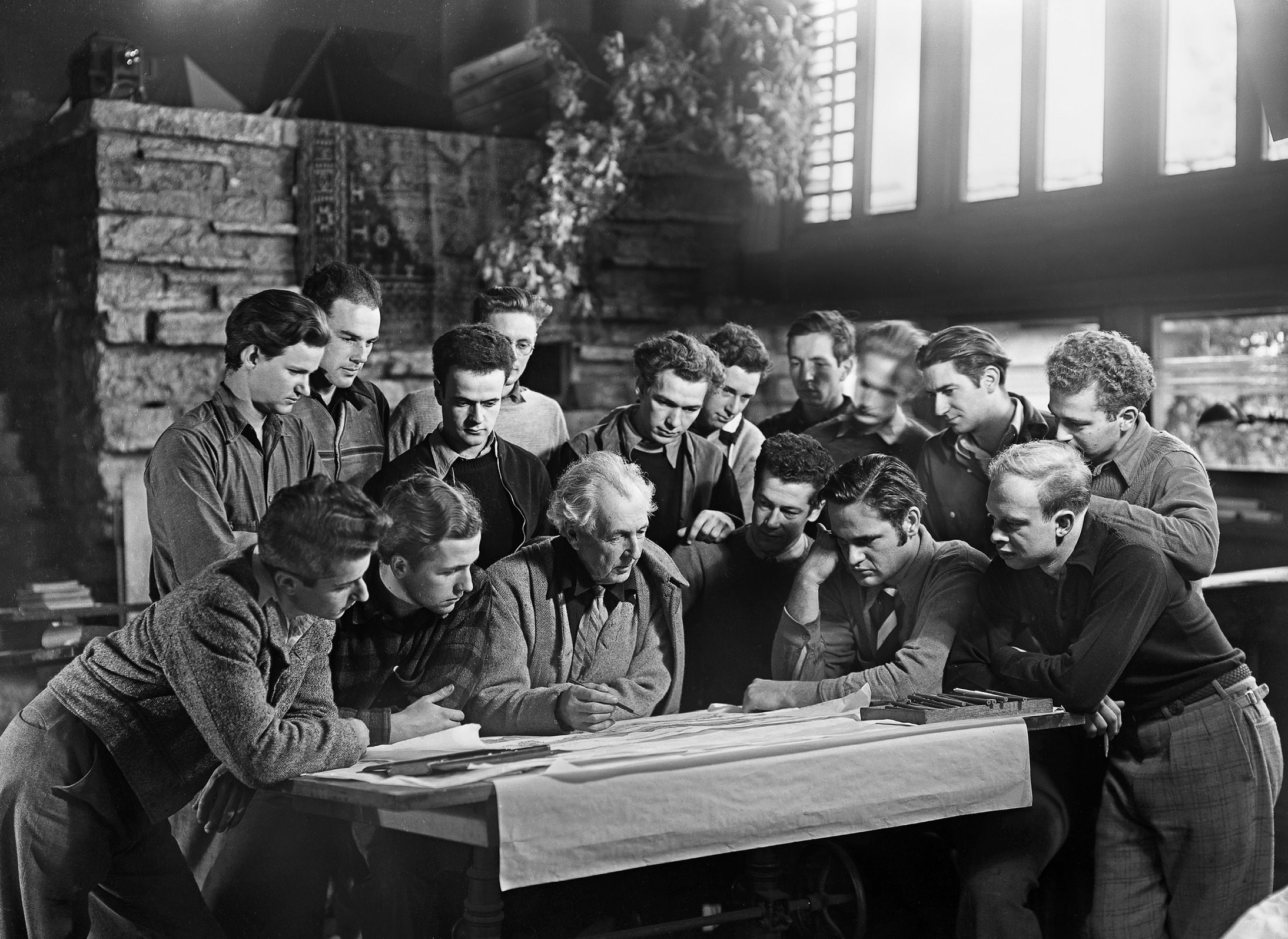 Frank Lloyd Wright with Taliesin Fellows November 1937 In a way this is a - photo 6