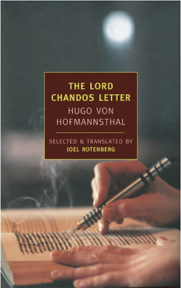 Hofmannsthal - The Lord Chandos Letter