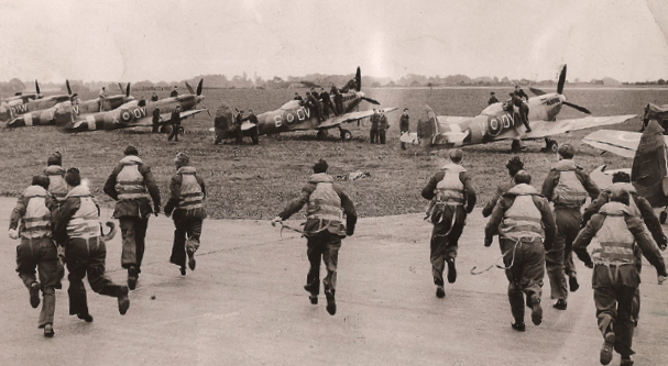 RAF pilots re-enacting a scramble in 1946 Note the pilot second left - photo 5