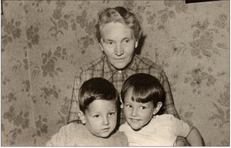 Drew and me with Olive Hussey our grandmother on our mums side She may look - photo 5