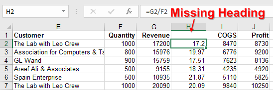 Figure 1 Adding a column but forgetting the heading will cause problems Rule - photo 3