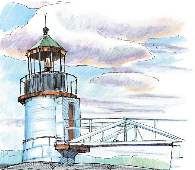 LIGHTHOUSE NEAR PORT CLYDE MAINE Watercolor pencil and ink on Strathmore - photo 4