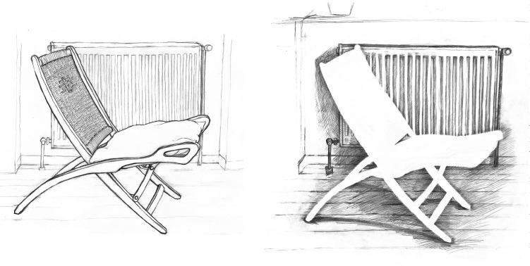 Above right is a drawing of a folding chair Above left is the same subject but - photo 10