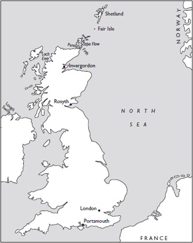 The North Sea and the relative positions of British and German bases in both - photo 3