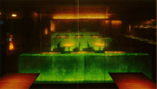 Bous a modern restaurant in Shinjuku Tokyo is lit with green lights which - photo 2
