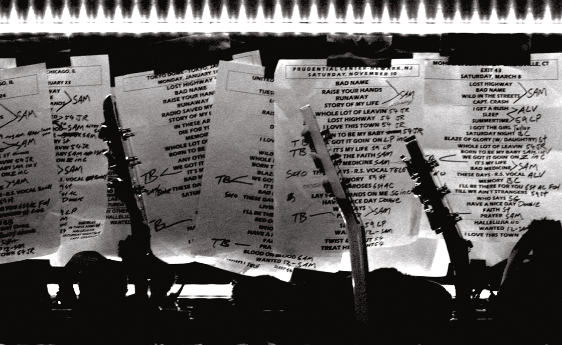 Lost Highway tour set lists denoting which guitars Richie needs for which - photo 4