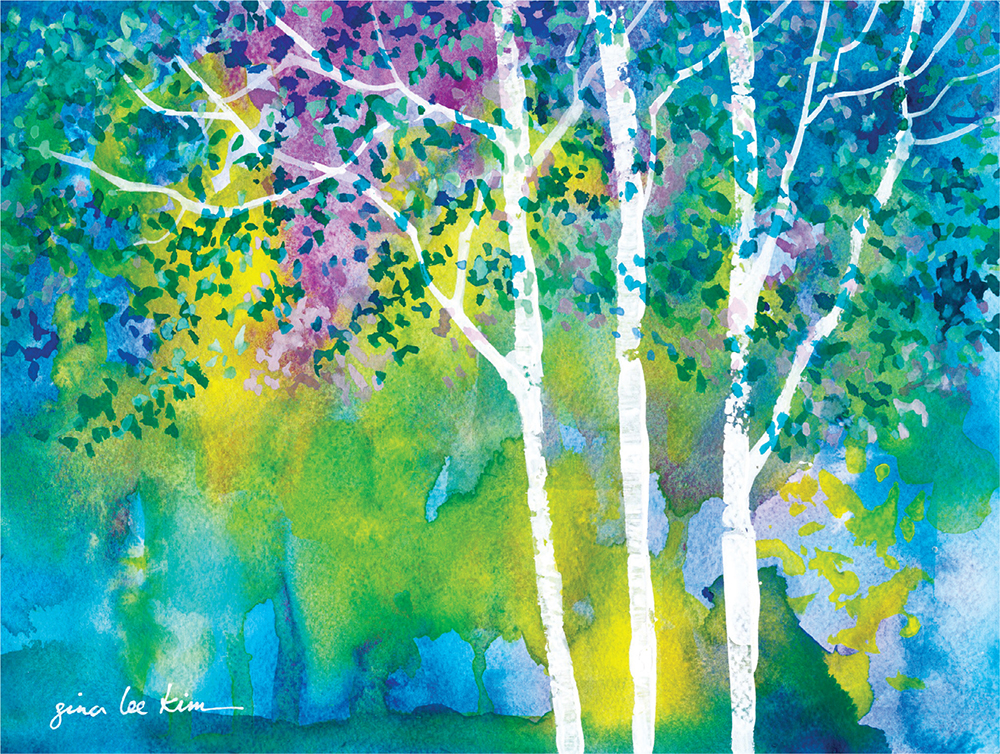 Calm Trees Gina Lee Kim Watercolor on 140-lb 300gsm cold-pressed watercolor - photo 3