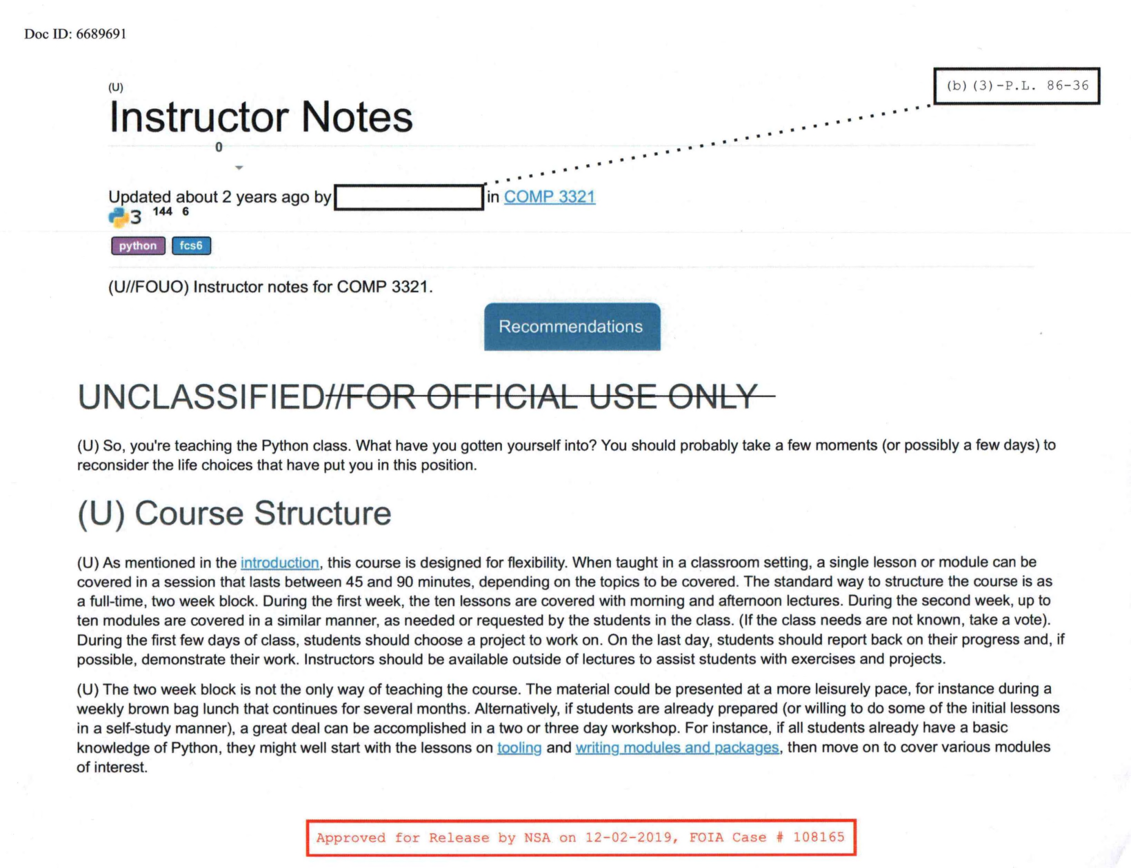 comp3321 NSA Python Training Document NSA This book was produced in EPUB format - photo 1