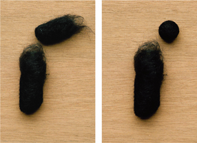 Take a strip of black wool and shape it into a dense ball with the felting - photo 10