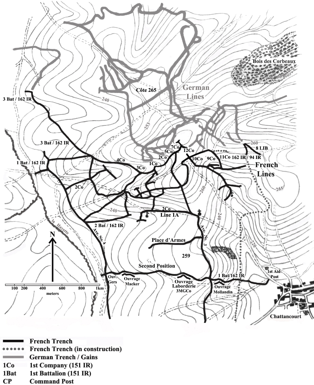 Map 5 Mort Homme sector showing the situation on the evening of 9 April - photo 7