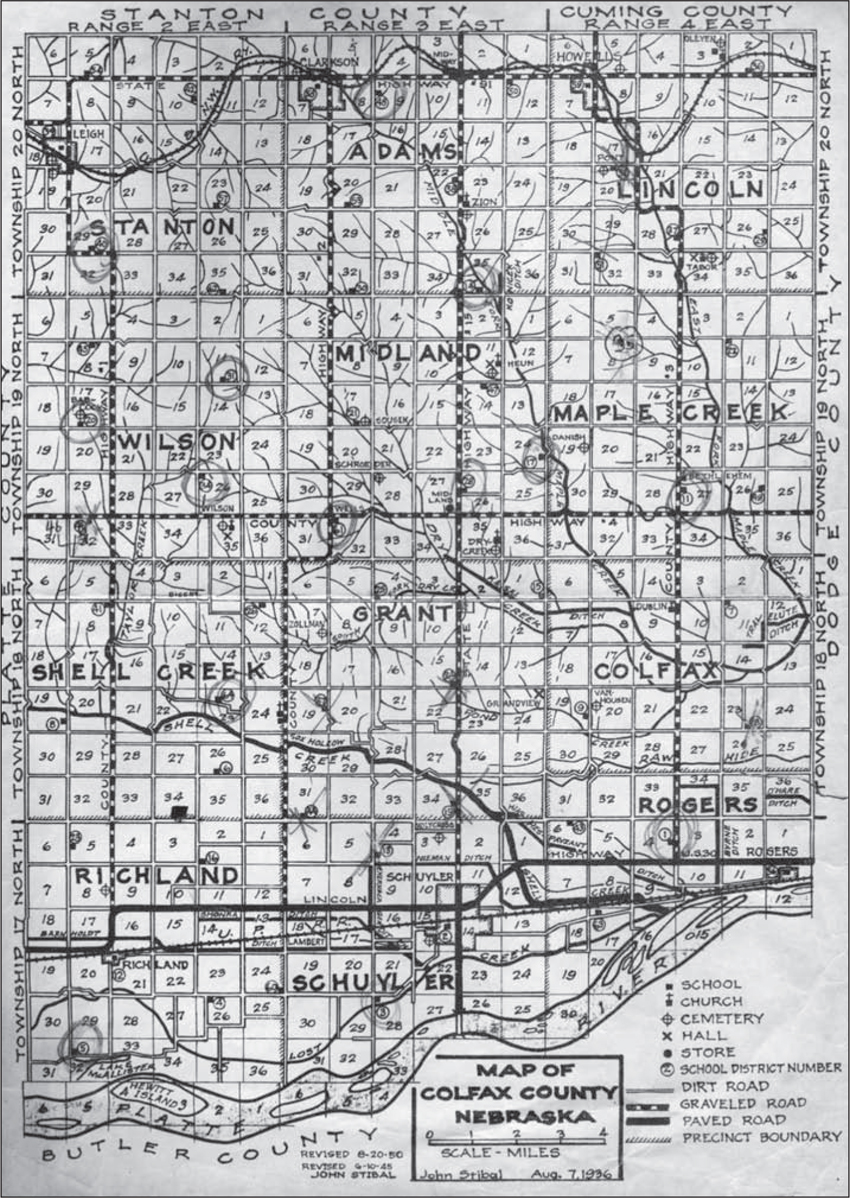 This map of Colfax County was drawn in 1936 It shows the location of the - photo 2