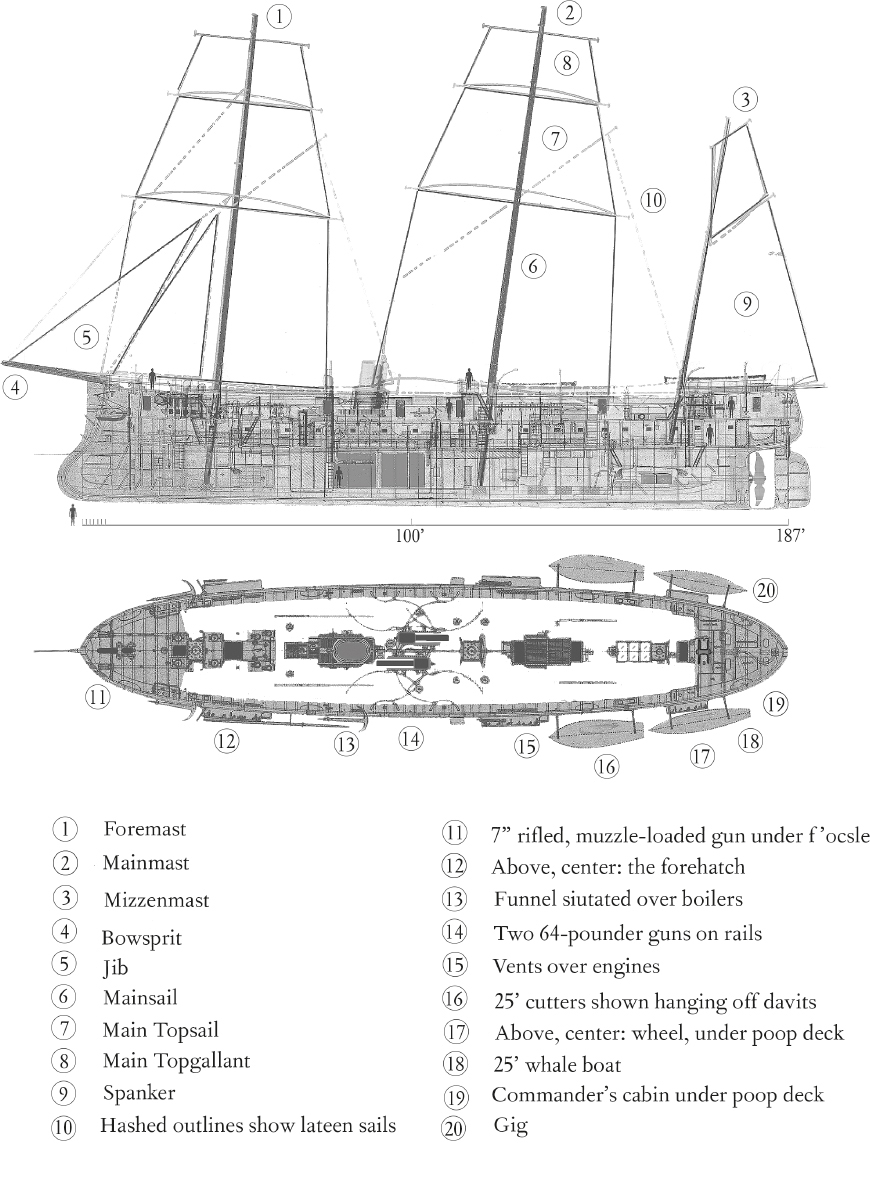 Cut-away profile and aerial view of the Amazon-class sloop Philip - photo 5