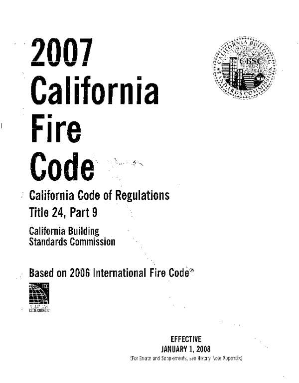 2007 California Fire Code First Printing ISBN-13 978-1-58001-518-9 Publication - photo 1