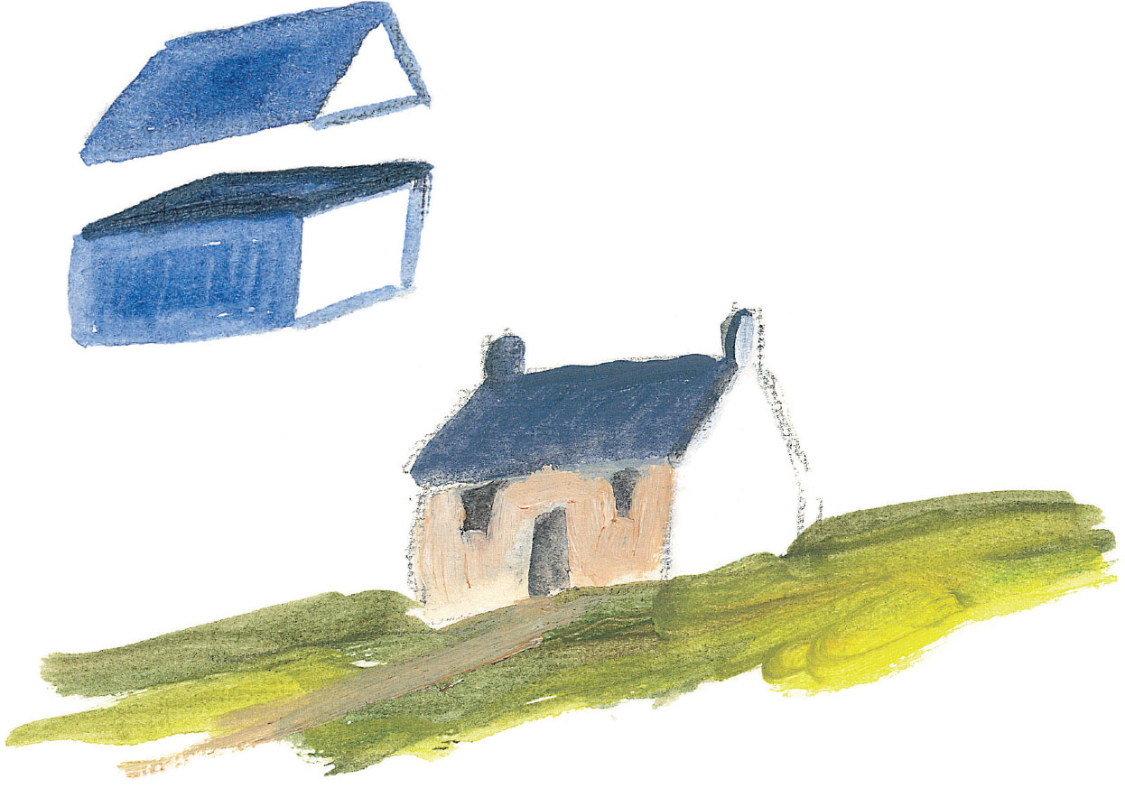 For this cottage I began by drawing in the adjacent box shapes The dark roof - photo 5