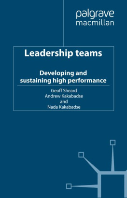 Geoff Sheard - Leadership Teams: Developing and Sustaining High Performance