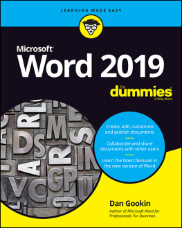 Dan Gookin Word 2019 For Dummies